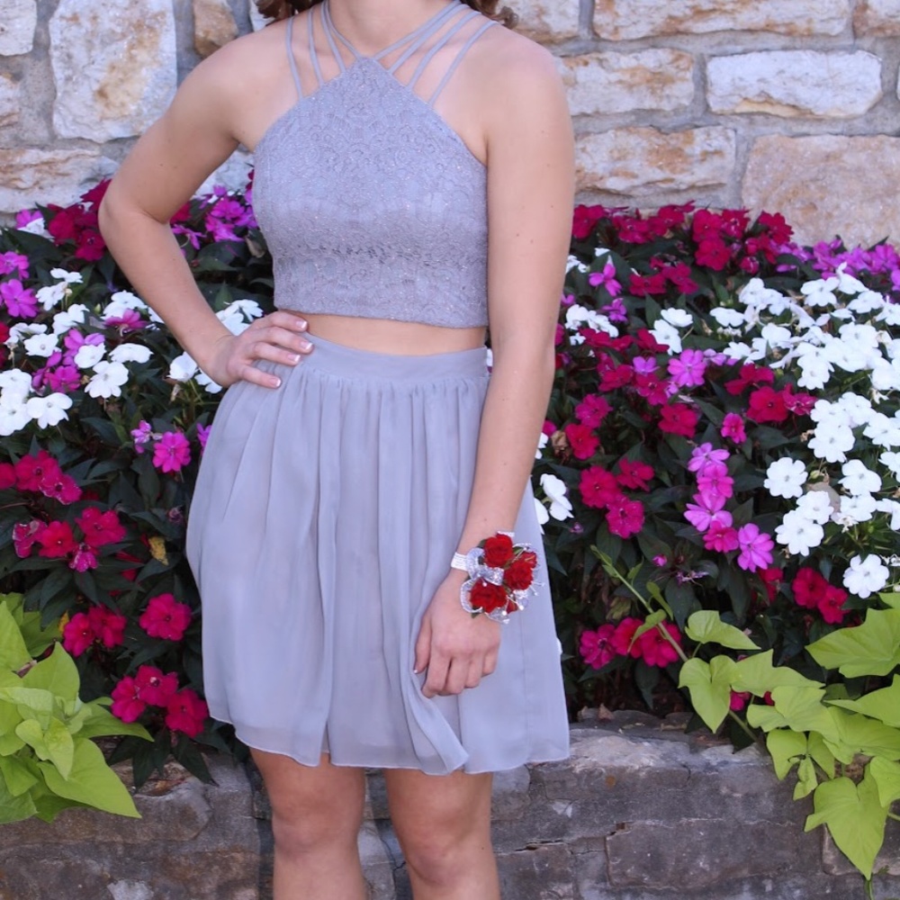 Silver Xtraordinary Two Piece Homecoming Dress (Size 1)
